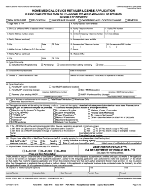  PLEASE COMPLETE THIS FORM FULLY INCOMPLETE APPLICATIONS WILL BE RETURNED Cdph Ca 2017