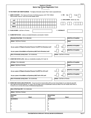 Senior High School Registration Form