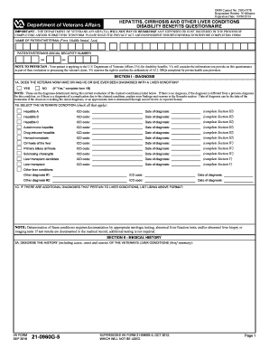 VA Form 21 0960G 5 HEPATITIS, CIRRHOSIS and OTHER LIVER CONDITIONS DISABILITY BENEFITS QUESTIONNAIRE Vba Va