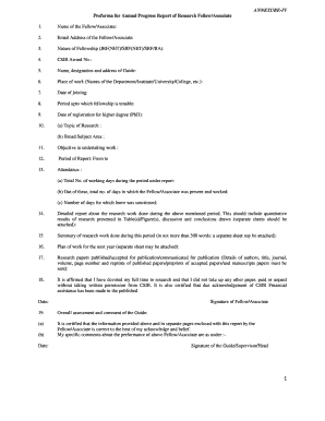 Csir Annual Progress Report  Form