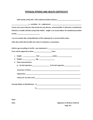 Medical Fitness PDF  Form