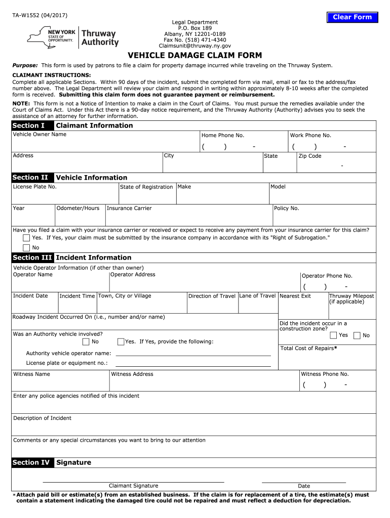 Vehicle Damage Claim Form