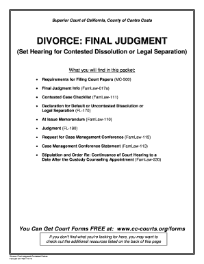 Final Judgement Divorce Form California