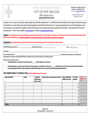 New Orleans Dbe Compliance  Form