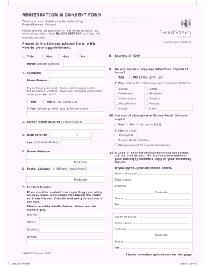 Breastscreen Victoria Registration Form