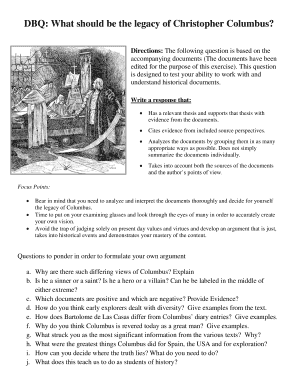 Columbus Dbq  Form