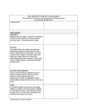 Architecture of a Mini Lesson  Form