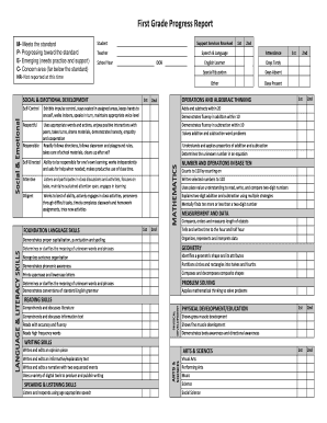 Grade Progress Report Form