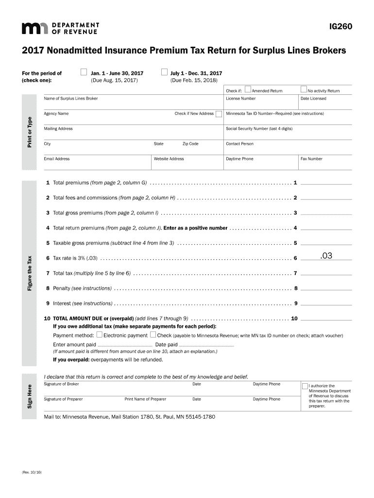  Minnesota Form Ig260 2017