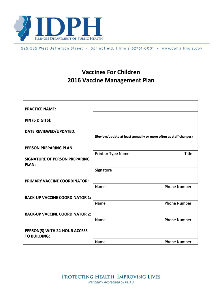  Vfc Vaccine Management Plan 2016-2023