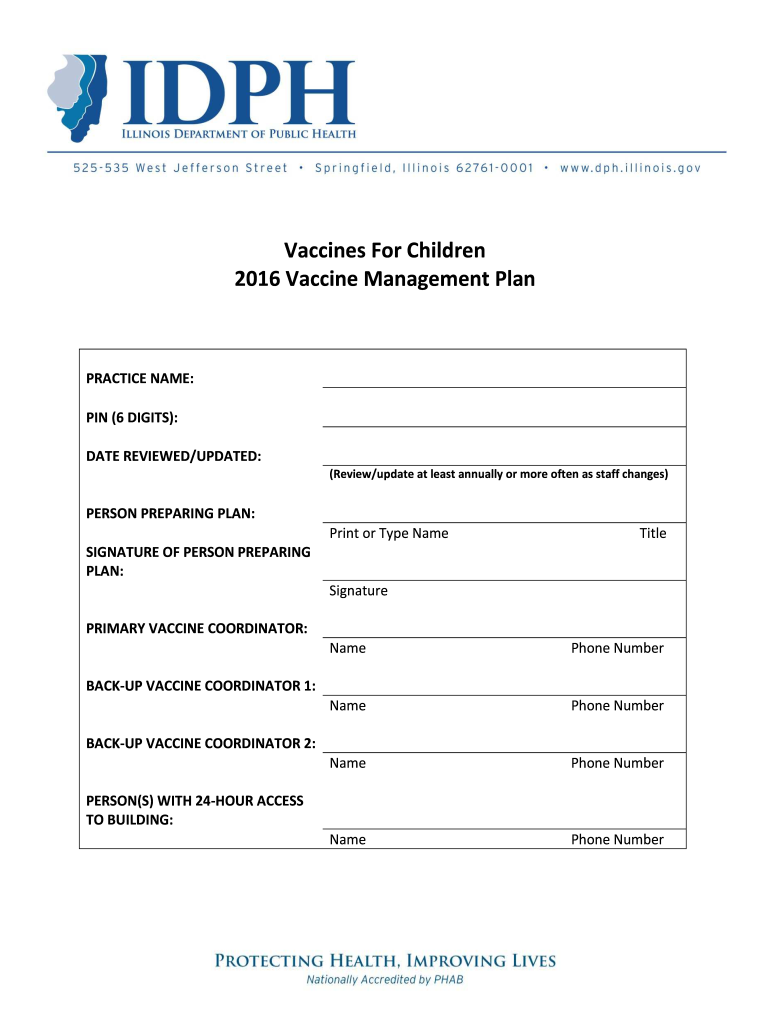  Vfc Vaccine Management Plan 2016-2024