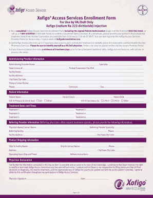 Xofigo Access Services  Form