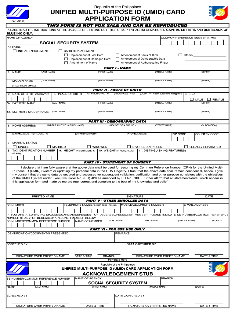 Umid ID Template  Form