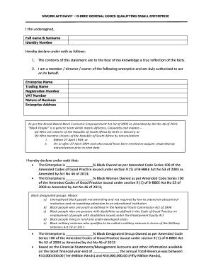 Sworn Affidavit  Form