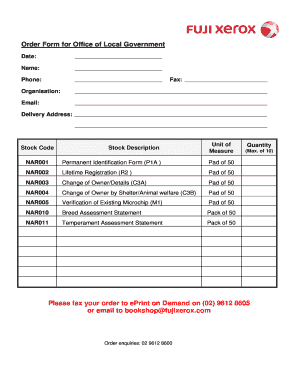 OLG Fuji Xerox Order Form Office of Local Government