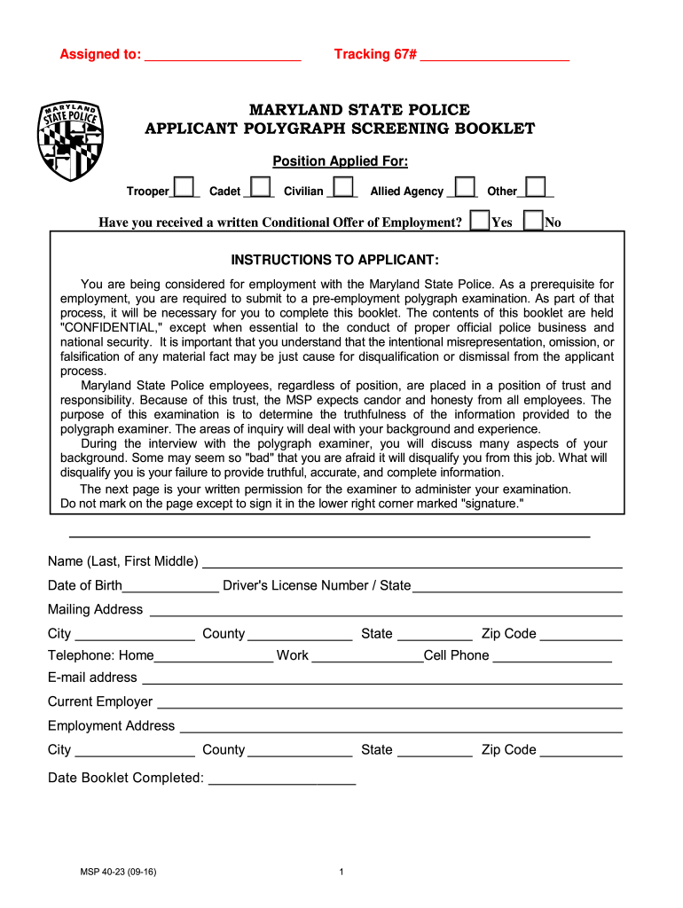 Get and Sign Md Polygraph State Form 2016-2022