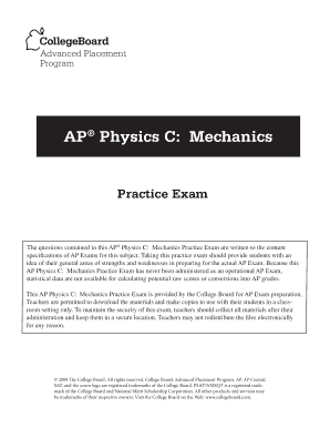 Ap Physics C Mechanics Multiple Choice PDF  Form