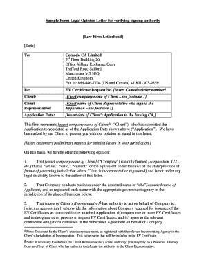 Legal Opinion Letter  Form