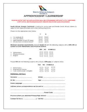 Saa Learnerships for Application Form PDF