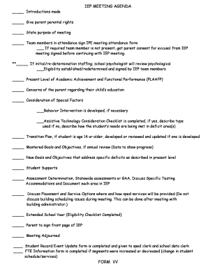 Printable Iep Agenda Template  Form