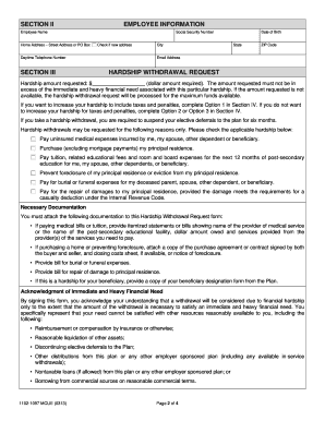 SECTION I HARDSHIP WITHDRAWAL INSTRUCTIONS CUNA Mutual Group  Form