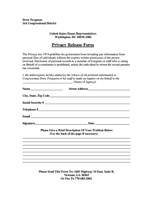 Privacy Release Form Congressman a Drew Ferguson