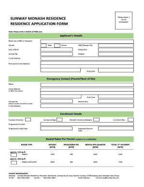 Residence Application Form