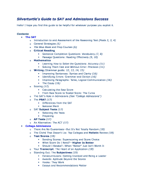 Silverturtle&#039;s Guide to SAT and Admissions Success  Form