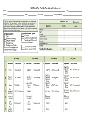 High School Four Year Plan Foundation with Endorsement  Form