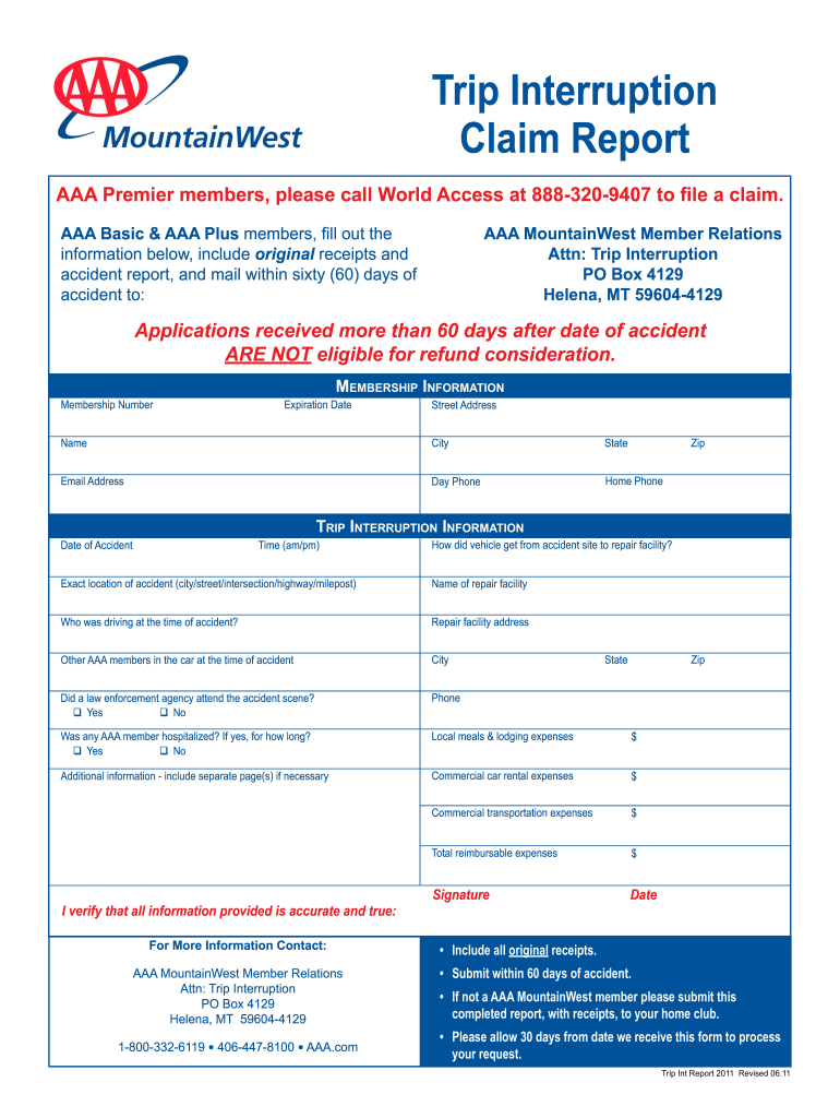 Get and Sign AAA Premier Members, Please Call World Access at 888 320 9407 to File a Claim 2011-2022 Form