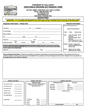 To Fill Out the Galloway Township OPRA Request Form Gtnj Org
