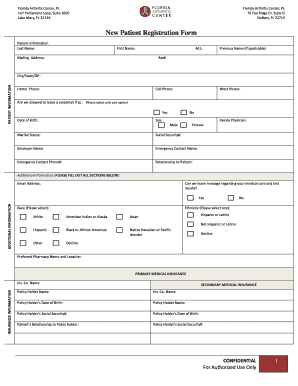 New Patient Registration Form Flrheum Com