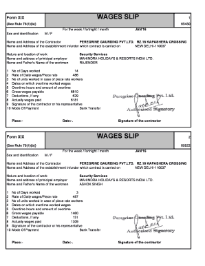 Form Xix Wage Slip