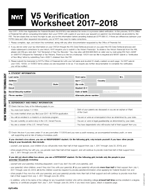  V5 Verification Worksheet 2017