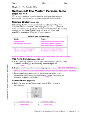 Section 5 2 the Modern Periodic Table  Form