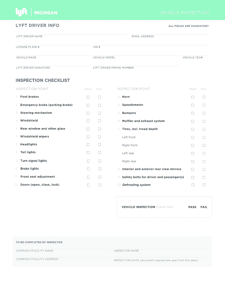 Lyft Inspection Form