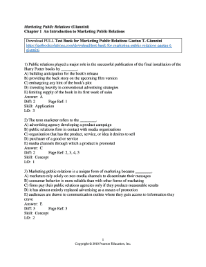 Marketing Public Relations Giannini Solutions Manual and Test  Form