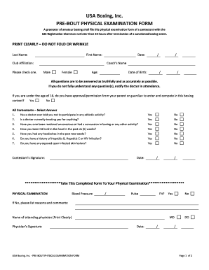 Usa Boxing Masters Physical Form