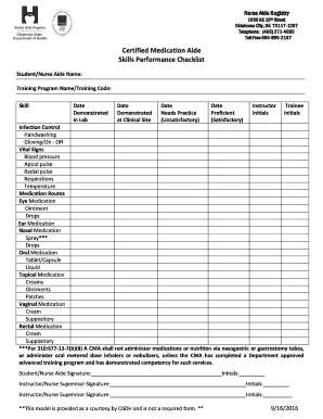 Cma Skills Checklist  Form
