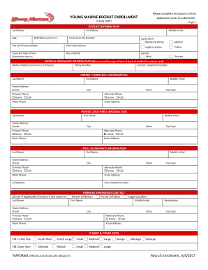 YM Recruit Enrollment Package Members Young Marines  Form