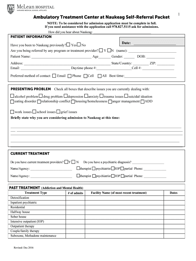 Naukeag Community Self Referral Packet  Form