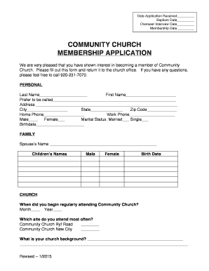 Church Membership Application  Form