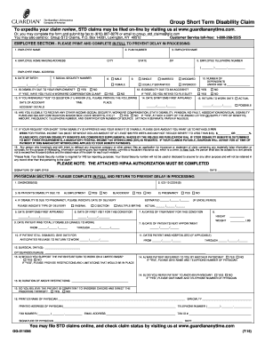  Group Short Term Disability Claim Guardian Anytime 2016-2024