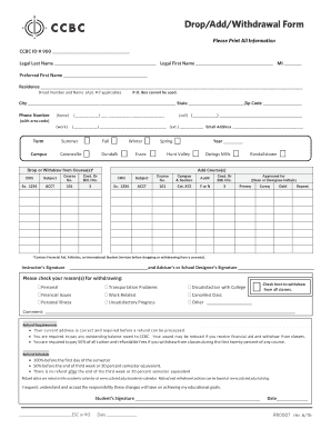 Ccbc Withdrawal  Form