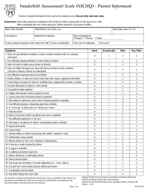 Adhd Questionaire  Form