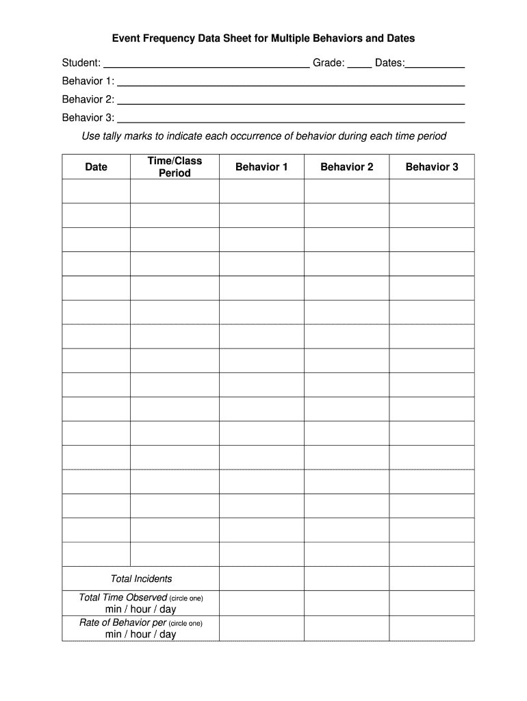 Frequency Data Sheet  Form