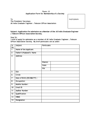 Form X for Society Registration