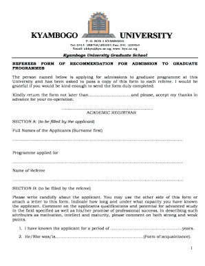 Kyambogo University Postgradute Courses  Form