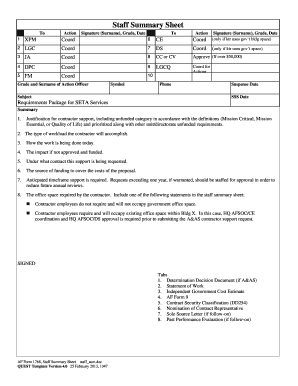 Get and Sign Staff Summary Sheet Template 2013-2022 Form