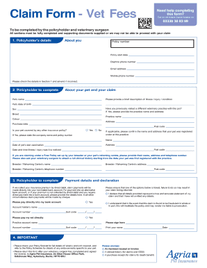 Get and Sign Agria Pet Insurance Claim Form